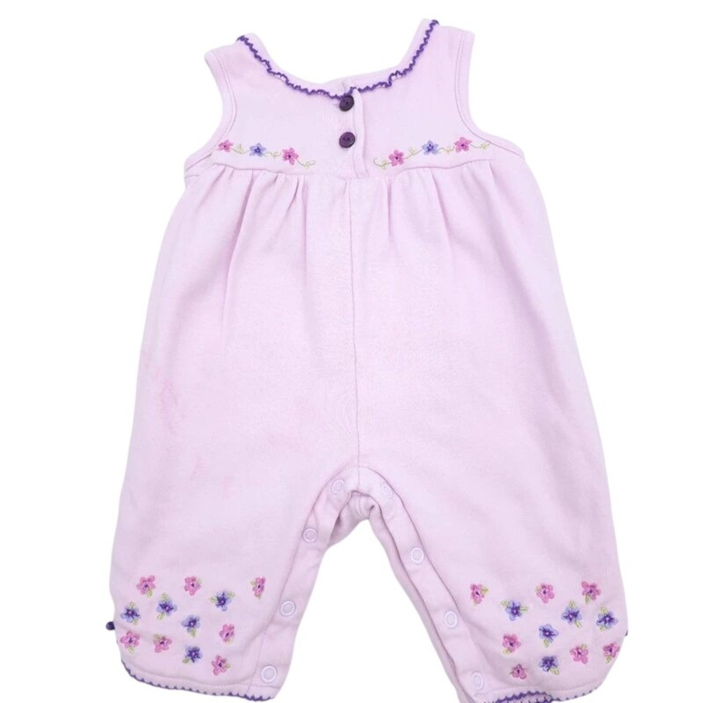 Vintage Embroidered Floral Sleeveless Romper Miniwear Pink Baby Girl 3/6M